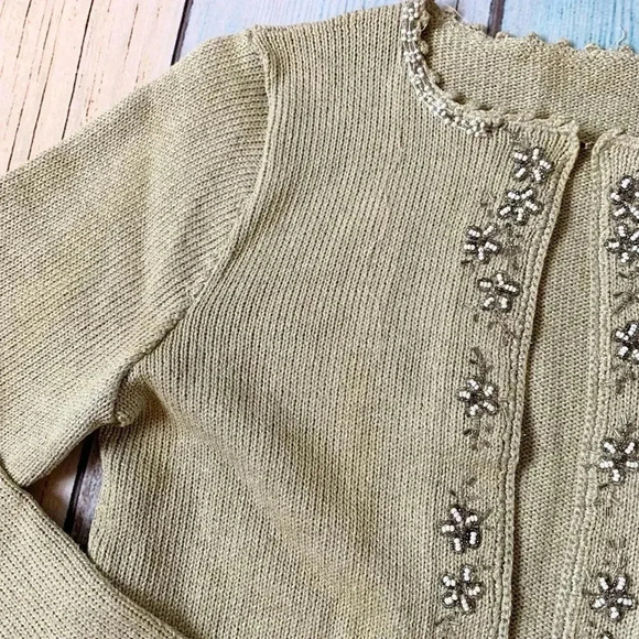 Vintage gold jeweled cardigan size small - Picture 9 of 11